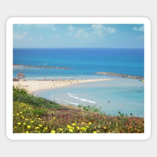 Israel, Netanya. Mediterranean Sea Beach Sticker